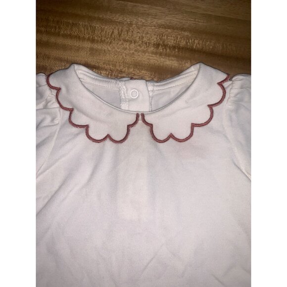 Cat & Jack Baby Girl White Blouse & Red Pants Set With Scalloped Collar Size 3-6 - Picture 6 of 12